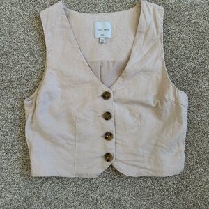 Love Tree Women's Light Beige Button-Front Vest